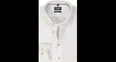 OLYMP modern fit overhemd - mouwlengte 7 - structuur - wit - Strijkvrij - Boordmaat: 45