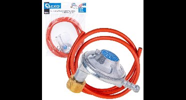 GEKO Gas aansluitset - hoekregelaar - 2m slang - veilig en veelzijdig