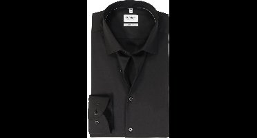 OLYMP Level 5 body fit overhemd - satijnbinding - zwart - Strijkvriendelijk - Boordmaat: 39