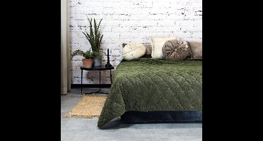 JENNY - Bedsprei - Ruitmotief - Heerlijk zacht - Green - 240x280
