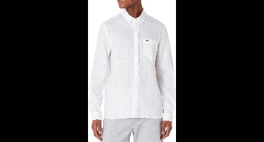 Lacoste Wit Regular Fit Linnen Overhemd