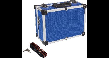 Perel opbergkoffer, schouderriem, sleutelslot, 2 sleutels, aluminium, blauw, 320 x 230 x 155 mm