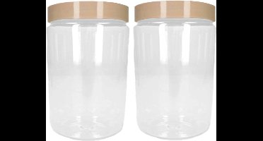 PlasticForte Voorraadpot/bewaarpot - 2x - 1.25L - kunststof - beige - B10 x H20 cm