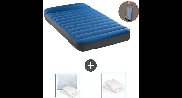 Intex Luchtbed - 1-Persoons - 99 x 191 x 22 cm - Blauw - Inclusief pomp - Kussen en Kussenbeschermer