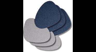 Cookinglife Onderzetters - Onderzetters voor Glazen - Bekeronderzetters Coasters - Vegan Leer - Grijs/Blauw - Dubbelzijdig - 13 x 11 cm 6 Stuks