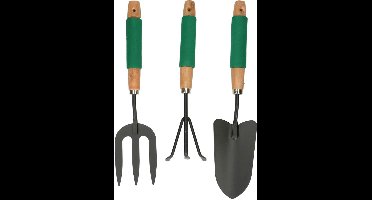 Kinzo Tuingereedschap Set 3-Delig - Set met Handhark, Vork en Schep - Comfort Grip en Antiaanbaklaag - Tuinaccessoires voor Bloempotten en Borders