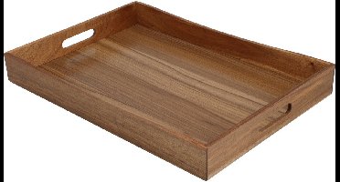 Excellent Houseware dienblad van bamboe hout - 50 x 35 x 6 cm - bruin - Hoge opstaande rand - voor glazen en kopjes