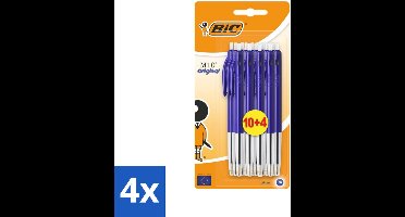 BIC - M10 Original - Balpennen met Kliksysteem - Blauw - 1 mm Punt - 14 Pennen - Voordeelverpakking - 4 stuks