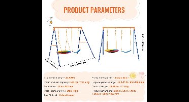 Kinderschommel - Schommel - Outdoor Schommel - Tuinspeelgoed - Voor 3-6 Jaar - Tot 272 kg - 3-in-1 - Metalen A-Frame Schommel - 2 Personen