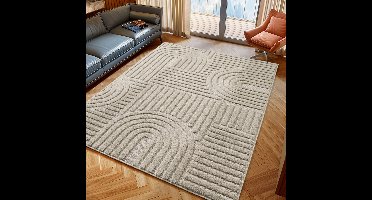 Vloerkleed Art Rond Trendy Japandi Vloerkleed Beige 120 x 120 cm rond