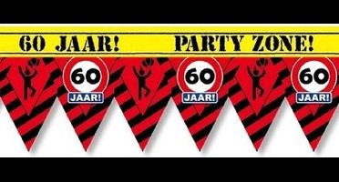 60 jaar party tape/markeerlint waarschuwing 12 meter - Verjaardag afzetlinten/markeerlinten feestartikelen