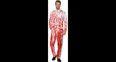 Smiffys - Blood Drip Suit Kostuum - M - Wit/Rood