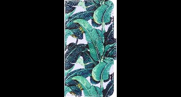 Shop4 - Geschikt voor Samsung Galaxy S21 Plus Hoesje - Wallet Case Bananen Bladeren Groen