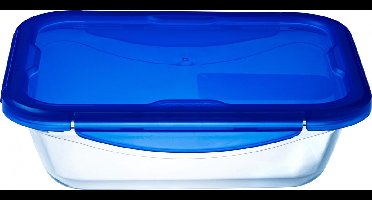Pyrex - Cook & Go Schaal Rechthoek met Deksel 0,8 liter - Transparant