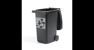 Container sticker Uitsneden Tenerife - Palmbomen op een strand in Tenerife - Zwart-Wit Klikosticker - 40x40 cm - kliko sticker - weerbestendige containersticker