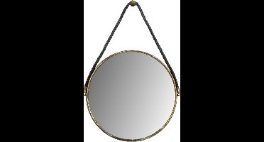 Ronde wandspiegel met touw - ø45 cm - antique gold/zwart