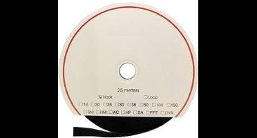 FASTECH® T0103099990325 Klittenband Om vast te plakken Hotmelt Haakdeel (l x b) 25000 mm x 30 mm Zwart 25 m