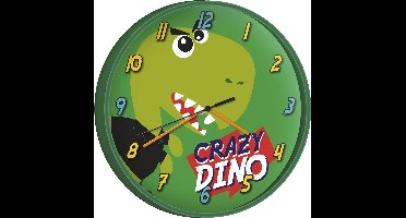 Dinosaurus Wandklok Crazy Dino - ø 24 cm - Groen