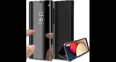 Hoesje geschikt voor Samsung A02s - Spiegel Book Case Cover Hoes Zwart