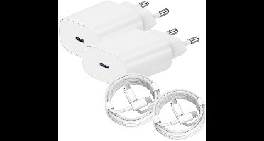 USB C Snellader 25W + USB-C Kabel 2M - 2 Pack - Oplader - USB-C Lader - Wit