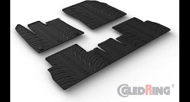 Gledring Rubbermatten passend voor Citroën Berlingo Multispace / Opel Combo Tour (MPV) / Peugeot Rifter 9/2018-9/2019 (Vaste stoelen) (T profiel 5-delig + ronde montageclips)