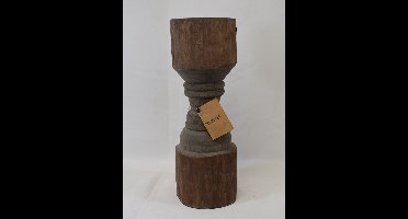 Riverdale - Robuust - massief houten - stoer - sober - kandelaar - Hoogte 31 cm - Ø 11 cm