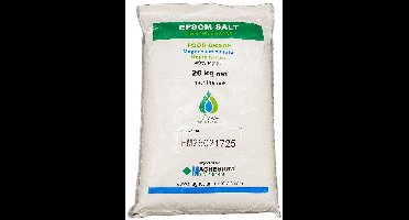 Epsom zout – 20 KG – Badzout - Magnesiumsulfaat 49% FCC Food Grade Kwaliteit van SoLMAG - 1-3 mm korrelgrootte - Bitterzout - Magnesium Sulfate - Epsomzout - Epsom Salt - Sal de Epsom – Epsom zoutbad – Voetenbad – In dubbele zak van stevige kwaliteit