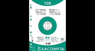 Exacompta 10x Pak 100 steekkaarten in folie - bristol geruit 5x5 geperforeerd - 210x297mm - Wit - 10606E