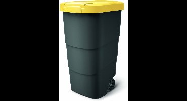 Prosperplast - Wheeler - Grote Afvalbak met wielen 110L - Geel / Kunststof