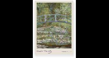 Poster 50x70 cm - The Water Lily Pond - Claude Monet - Brug - Waterlelies - Groen - Beige - Impressionistisch - Kunst - Muurdecoratie - Wanddecoratie