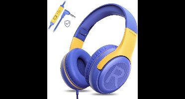 StayPowered Kinderheadset - Veilige, Comfortabele en Duurzame Hoofdtelefoon met Volumebegrenzing! - Compact Design - Hoogwaardige Geluid - HD Microfoon - Ingebouwde Volumebegrenzer - Opvouwbaar - Paars/Geel - Levering Sneller dan Aangegeven!