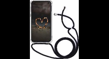 Ntech Hoesje Geschikt Voor Samsung Galaxy S10 Anti Shock Transparante hoesje met Verstelbaar Celebrity Draagriem