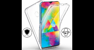 Ntech Hoesje Geschikt Voor Samsung Galaxy M20 Dual TPU Case hoesje 360° Cover 2 in 1 Case ( Voor en Achter) Transparant