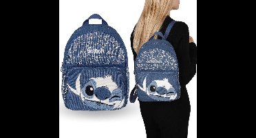 Disney Stitch Denim Rugzak, Kleine Stadsrugzak 31x24x12 cm Voor de zomer en uitstapjes