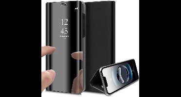 Hoesje geschikt voor iPhone 16e - Spiegel Book Case Zwart