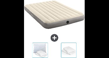 Intex Luchtbed - 2-Persoons - 152 x 203 x 25 cm - Beige - Inclusief Kussen en Kussenbeschermer