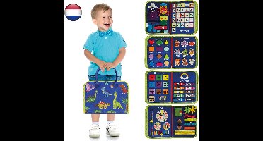 BIEK20® Busy Board Blauw - Montessori Speelgoed - Sensorisch Speelgoed - Activiteitenbord - Educatief Speelgoed - Speelgoed voor in de auto - Montessori voor thuis - Interactief Speelgoed - Motoriek Speelgoed