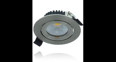 LED inbouwspot Zilver - 5W - 1 stuk - dimbaar warm wit 3000K IP44 geschikt voor vochtige ruimtes