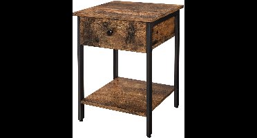 Hoppa! - Vintage Nachtkastje/Bijzettafel - Bruin - Metaal - 41 x 41 x 56 cm (B x D x H)