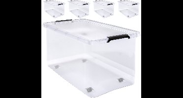 Deuba Opbergbox - Set van 4 Kunststof 60L 58x39x35cm - Transparant