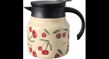 S&E 800ml Roestvrijstalen Dubbelwandige Thermoskan met Kersenbloesemdesign - Beige