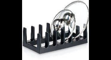 Borden en Dekselhouder Zwart 28x15x9 cm - Bordenhouder - Bordenstandaard - Dekselstandaard - Potdekselhouder