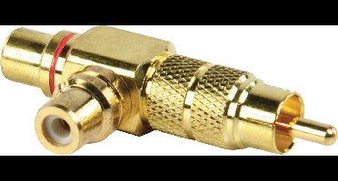 1x Tulp (m) - 2x Tulp (v) audio adapter/splitter - rood / verguld (metaal)