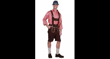 Oktoberfest Kostuum Set Klaus (Lederhose en Hemd) - Bruin - Maat XS
