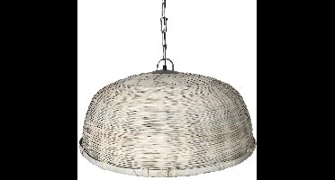 by Mooss - Hanglamp - Riet - Grijs - Wit - 55cm - Sfeervol - Gezellig - Boho - Ibiza - Stijl - Rustiek