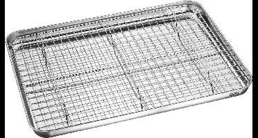 Bakplaat met Afkoelrek, 40.5 x 30.5 x 2.5 cm, RVS - GEFU | VARIADO