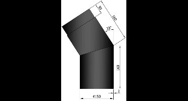 Kachelpijp Ø150 Bocht 33° - zwart - staal - 2mm - 33 graden
