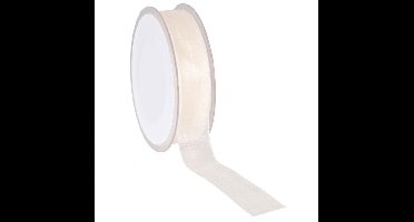 Creme Organza lint 25 mm / 50 mtr.