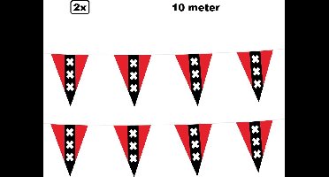 2x Vlaggenlijn Amsterdam - 10 meter - Vlaglijn hoofdstad festival 020 thema feest ajax vlag stad steden