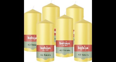 Bolsius - Gladde Stompkaarsen - 6 Stuks - Geel - 13 cm - 43 Branduren